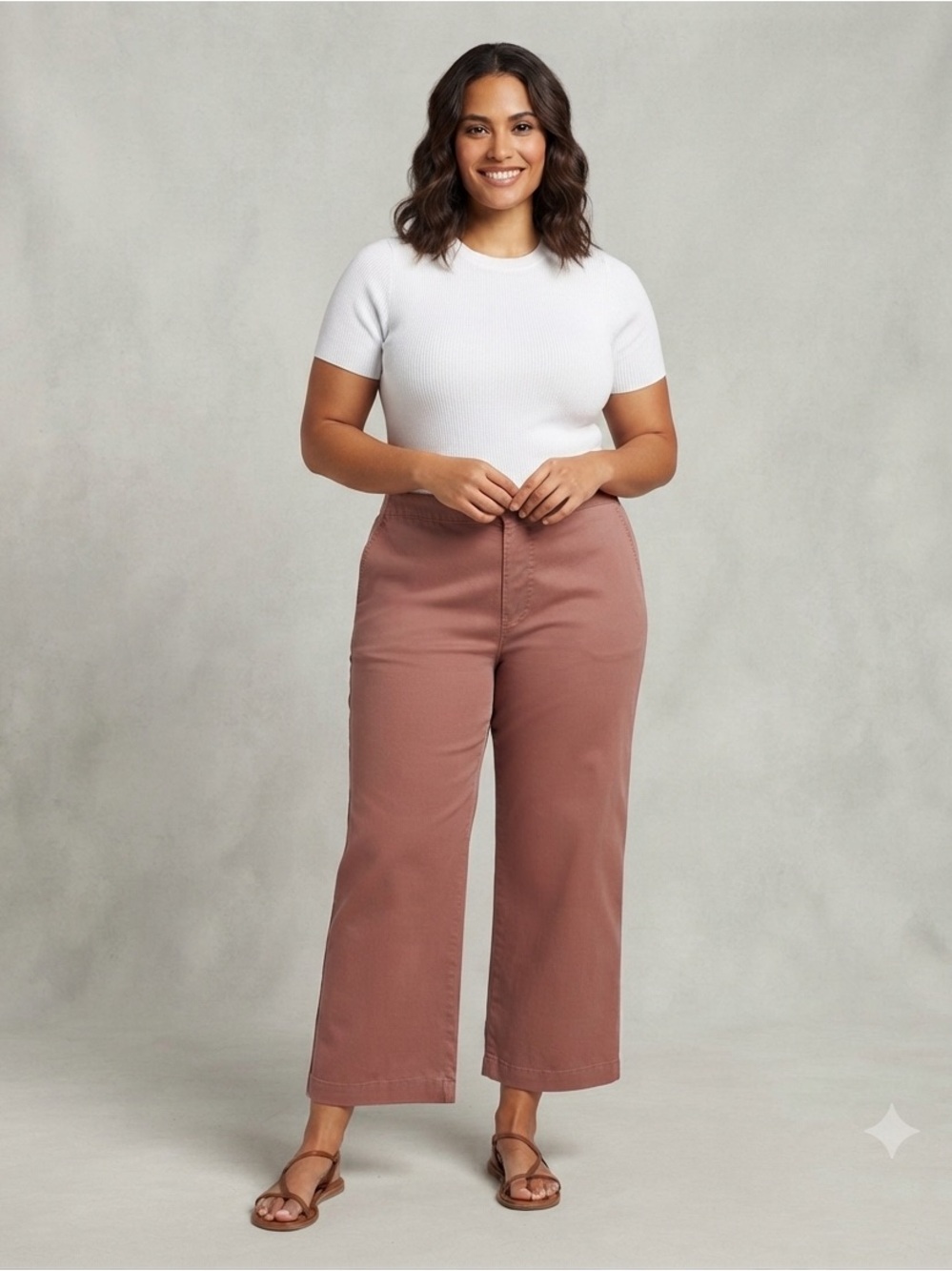 Gloria Vanderbilt Cocoa Tan Wide Leg Crop Pants